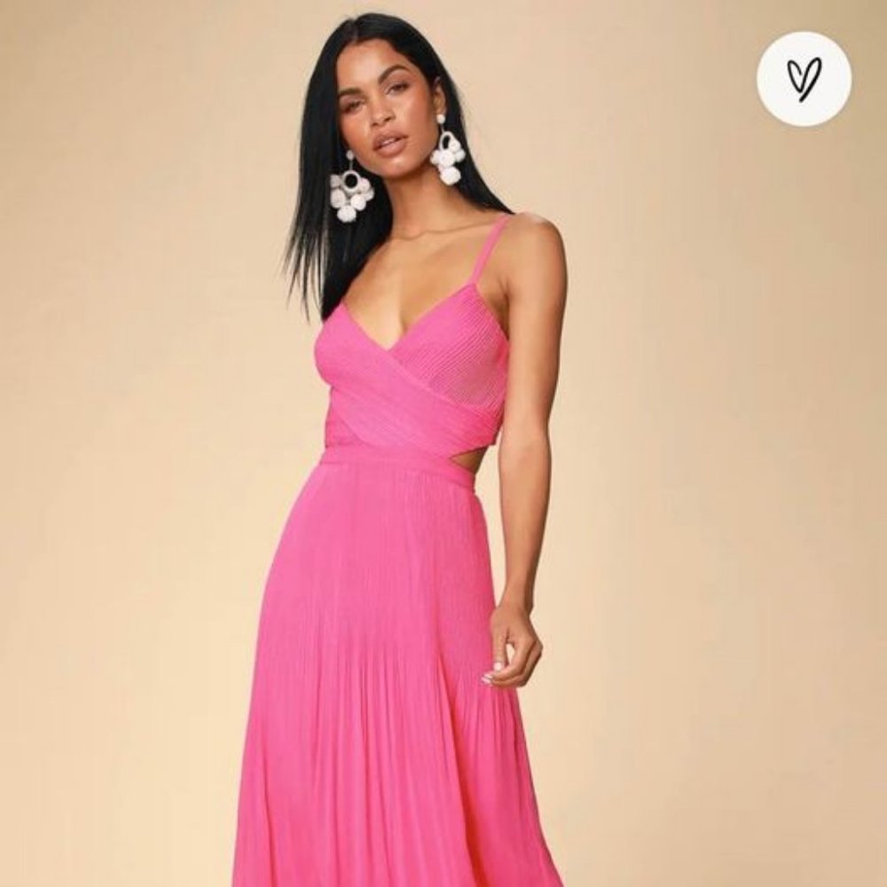 Ali & Jay For the Gram Fuchsia Pleated Cutout Midi